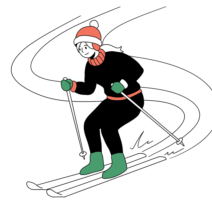 Skiing person with dog