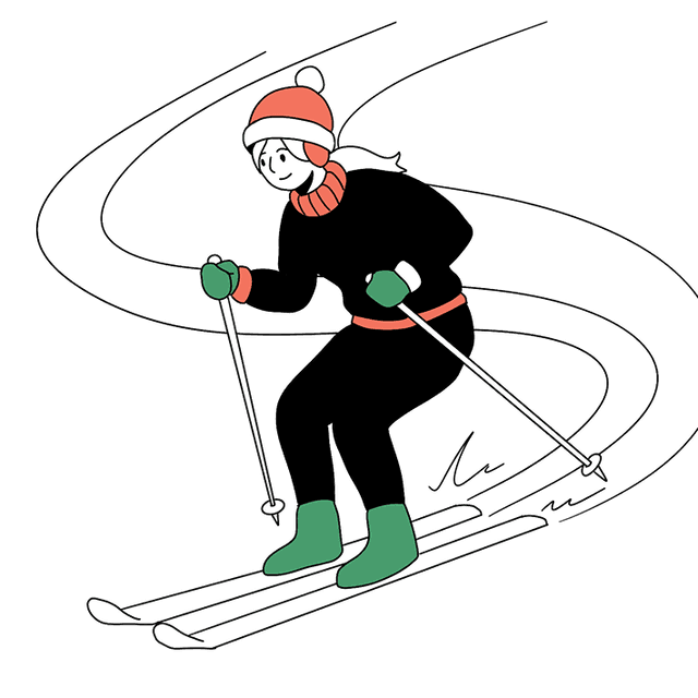 Skiing person with dog